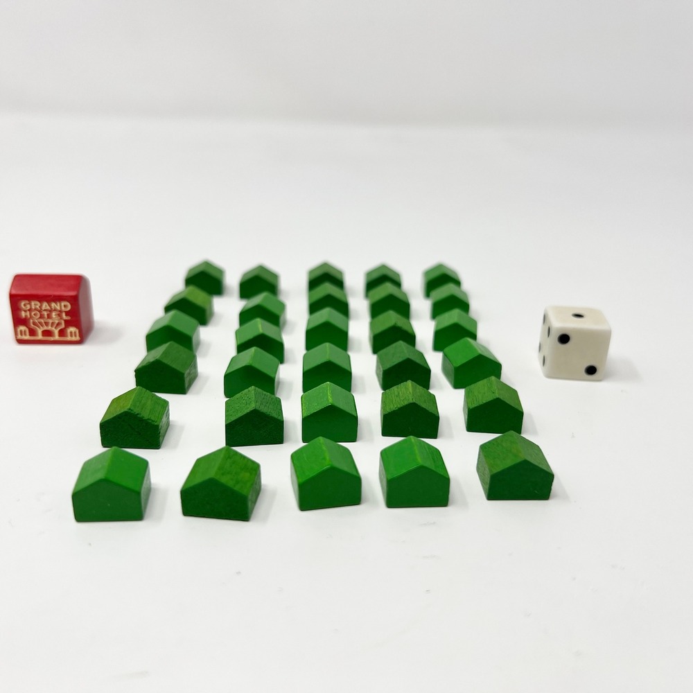 MONOPOLY vintage WOODEN Houses LOT of 30 GAME PIECES by PARKER BROTHERS